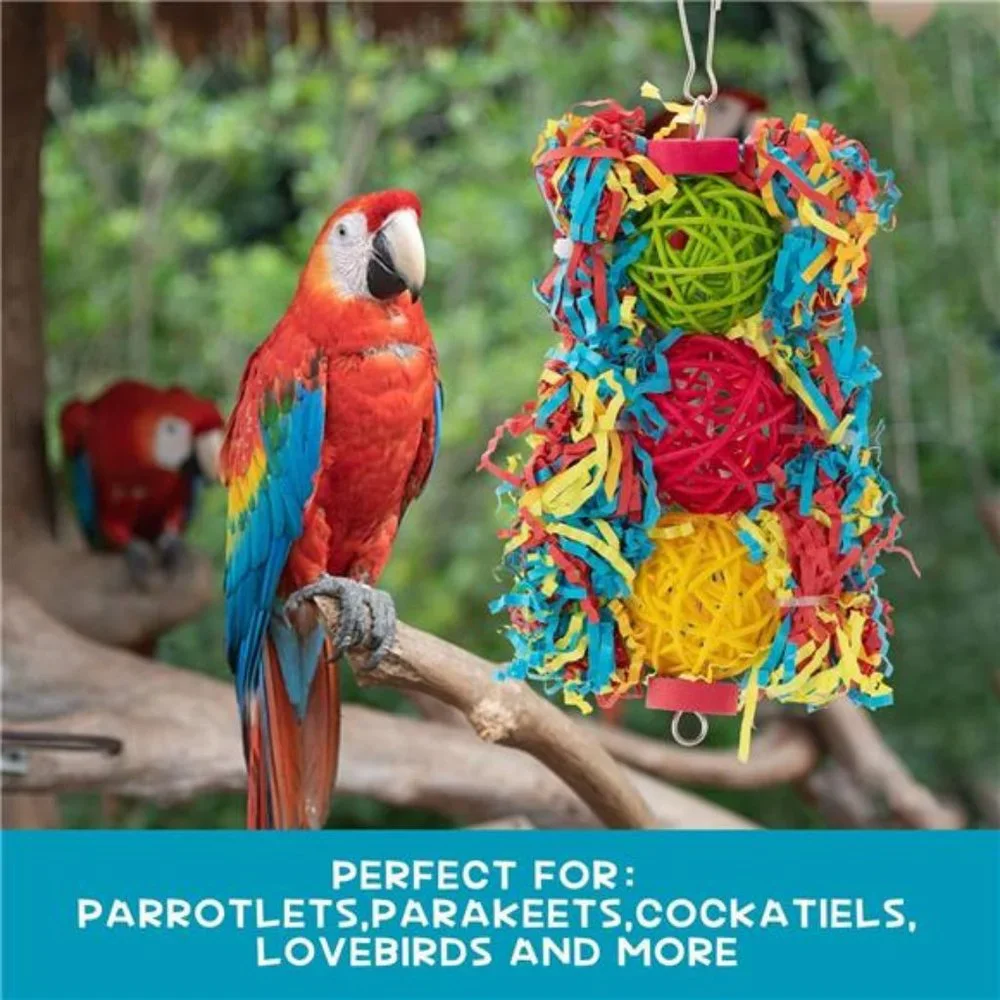 6 Pack Bird Colorful Chewing Toys Parrot Foraging Shredder Toys Shred Hanging